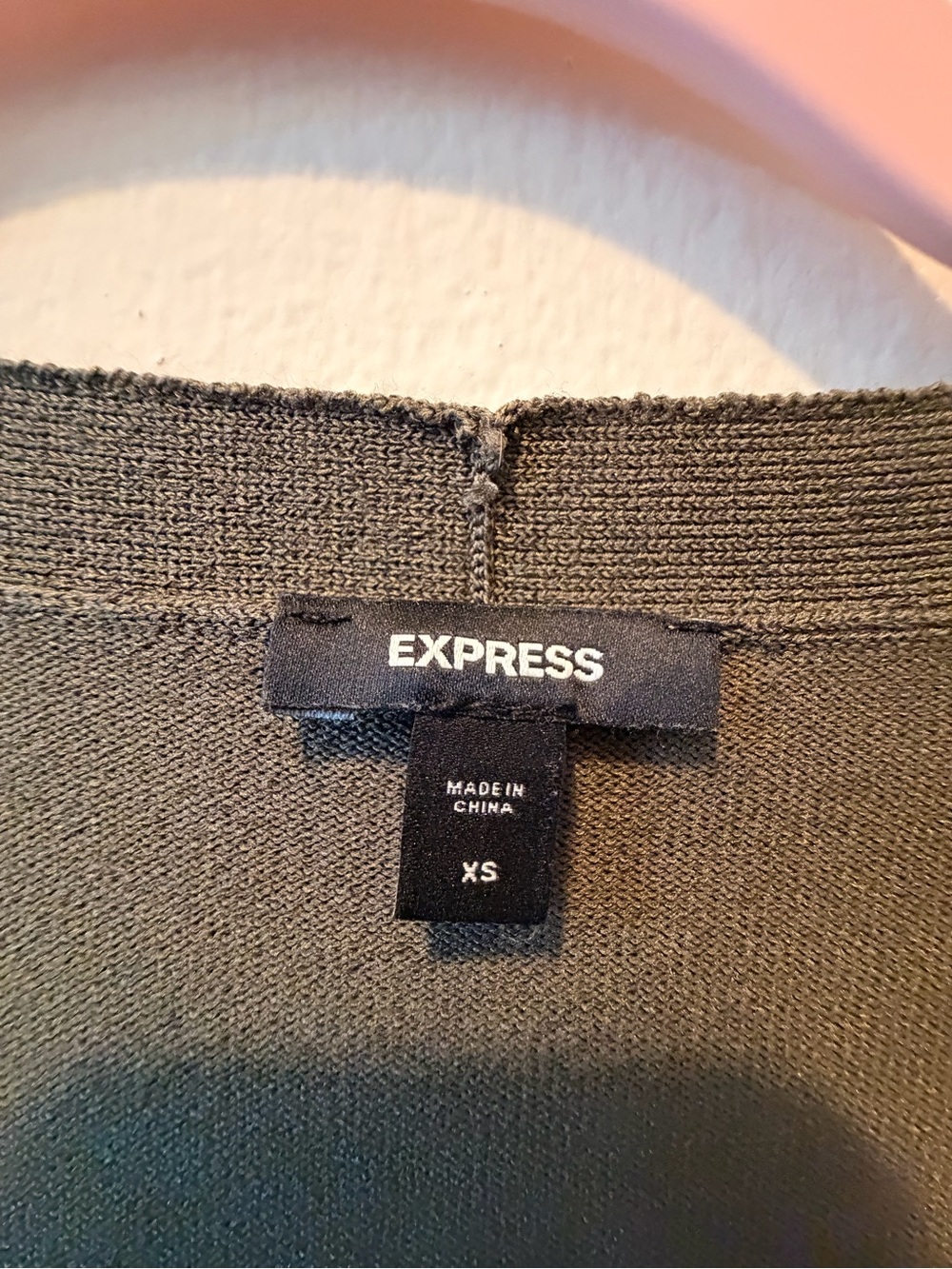 Express Olive Open-Front Ribbed Knit Cardigan - Picture 2 of 5